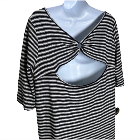 Free People Women’s Frenchie T-Shirt Dress Medium Half Sleeve Striped Cut Out - Picture 8 of 13